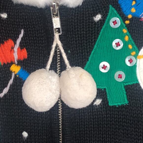 Vintage Knit Hooded Ugly Sweater Christmas Snowman Holiday Size M - Picture 5 of 16